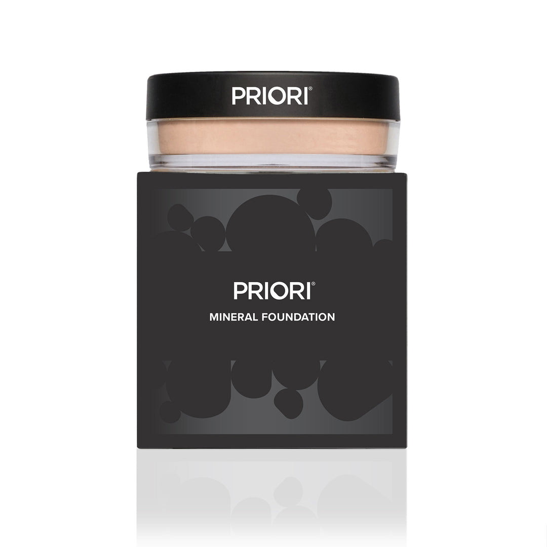 PRIORI Next Generation Mineral Loose Powder Foundation Available in 8 Shades with Titanium Dioxide for Natural Sun Protection Lightweight and Buildable Packaging 1