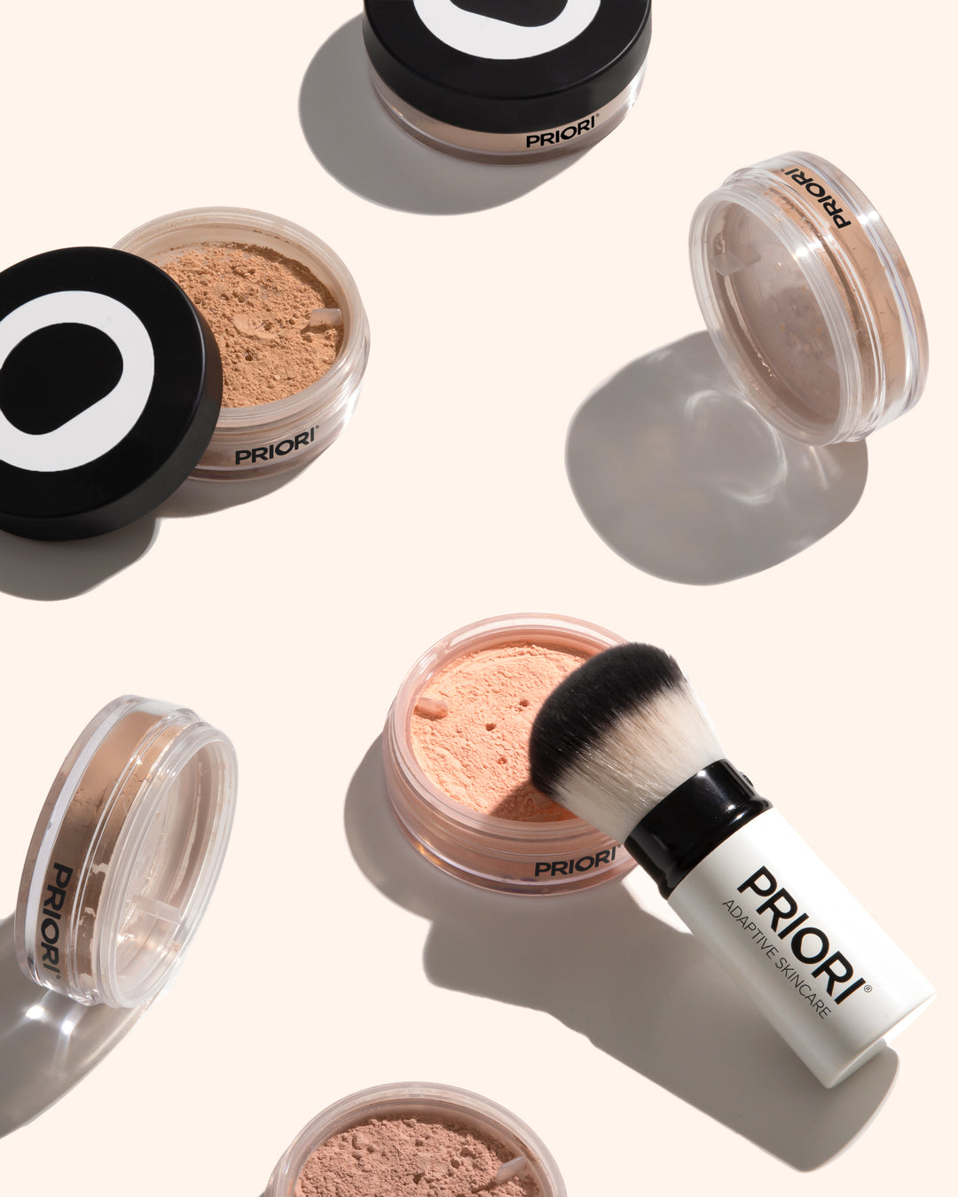 PRIORI Next Generation Mineral Loose Powder Foundation Available in 8 Shades with Kabuki Brush 5