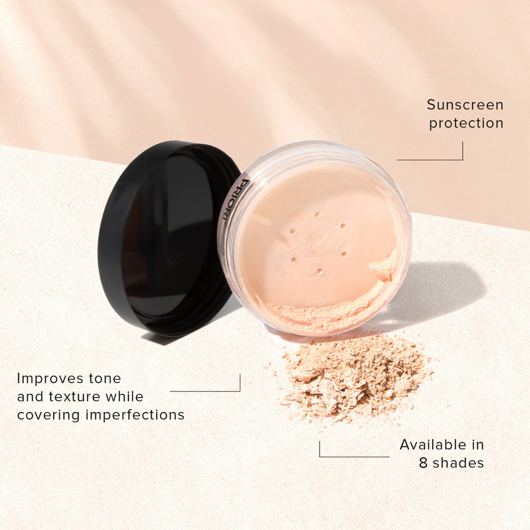 PRIORI Professional Spa Grade Mineral Loose Powder Foundation with Sunscreen Protection 2