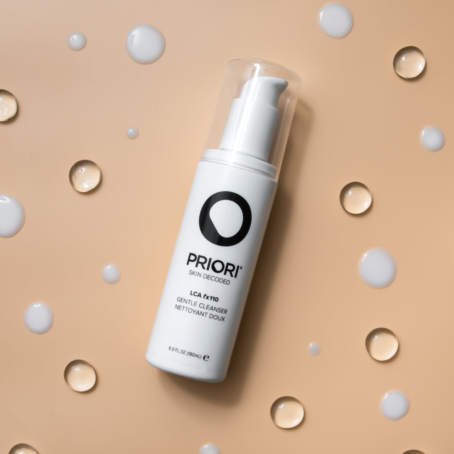 PRIORI LCA Daily Gentle Facial Cleanser pH-correct Lactic Acid and essential antioxidant vitamins A, C, E & Pro-vitamin A for advanced moisturization, multi-layer skin renewal and antioxidant protection bottle